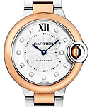 Ballon Belu de Cartier Mens 33mm Automatic in Steel and Rose Gold On Steel and Rose Gold Bracelet with Silver Diamond Dial