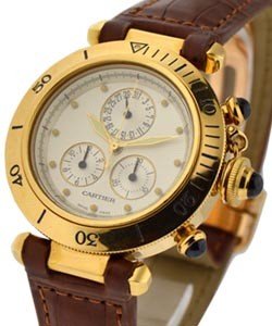  Pasha 35mm Chronograph Yellow Gold on Strap with Silver Dial