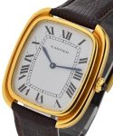Tonneau Large Size in Yellow Gold On Strap - Mechanical Movement - White Dial