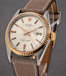 Datejust - 36mm - Rose Gold - Fluted Bezel on Brown Strap with Silver Dial