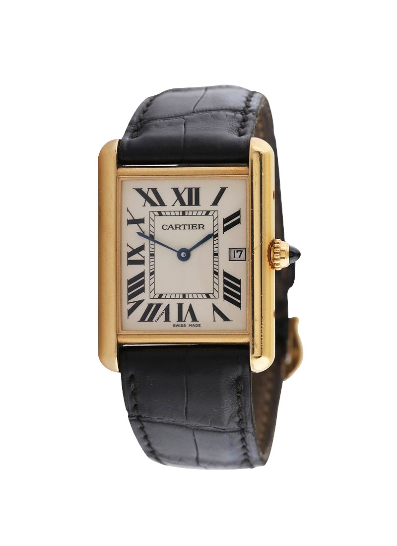 Cartier Tank Louis Small Yellow Gold Brown Strap Ladies Watch W1529856
