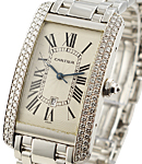 Cartier Tank Americaine Midsize Automatic with Factory Diamond Bezel White Gold on  Bracelet with Silver Roman Dial