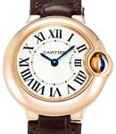Ballon Bleu 28mm Quartz in Rose Gold On Brown Alligator Strap with Silver Roman Dial