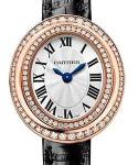 Hypnose Ladies 30mm Quartz in Rose Gold with Diamond Bezel On Black Alligator Strap with Silver Flinque Sunray Roman Dial