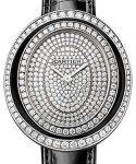 Hypnose Ladies  Quartz - White Gold - Diamond Bezel On Black Alligator Strap with Pave Diamond Dial