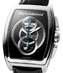 Grand Dome DT Chronograph Mens Automatic in Steel On Black Alligator Strap with Black Dial