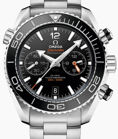 Planet Ocean Chronograph Mens Automatic in Steel On Steel Bracelet with Black Dial