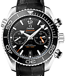 Planet Ocean 600m Chronograph Mens 45.5mm Automatic in Steel On Black Alligator Strap with Black Dial