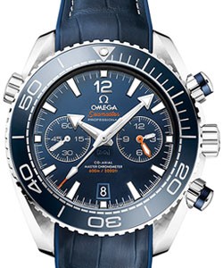 Planet Ocean Chronograph 45.5mm Automatic in Steel On Blue Alligator Strap with Blue Dial