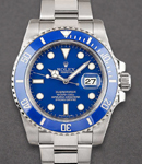 SMURF  Submariner in White Gold with Blue Ceramic Bezel on Oyster Bracelet with Blue Dial