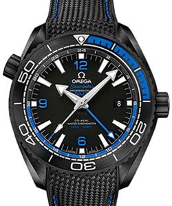 Planet Ocean 600M Co-Axial Chronometer in Black Ceramic On Black Fabric Rubber Strap with Black Dial