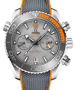 Planet Ocean 600M Co-Axial Chronometer in Titanium On Grey Fabric and Orange Rubber Strap with Grey Dial