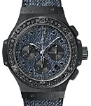 Big Bang Jeans 41mm Automatic in Black Ceramic with Black Diamond Bezel On Blue Jeans Strap with Blue Jeans Dial