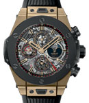 Big Bang Unico Perpetual Calendar Mens 45mm Automatic in King Gold On Black Rubber Strap with Grey Skeleton Dial