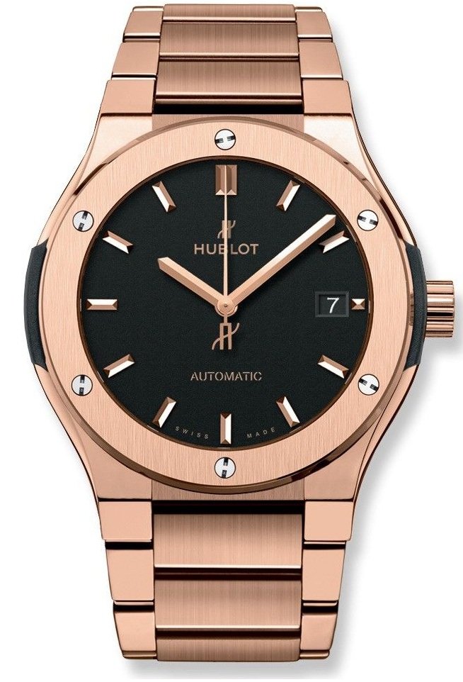 Classic Fusion 45mm Automatic in Rose Gold On Rose Gold Bracelet with Black Dial