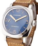 PAM 690 - Radiomir 1940  Mechanical 47mm in Steel on Brown Calfskin Leather Strap with Blue Sandwich Dial