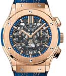 Classic Fusion Aerofusion 2016 Mens 45mm Chronograph Aumutomatic in Rose Gold On Blue Calfskin Leather Strap with Blue Dial
