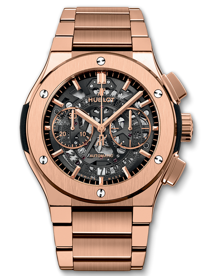 Classic Fusion Aerofusion 45mm Automatic in Rose Gold On Rose Gold Bracelet with Grey Skeleton Dial