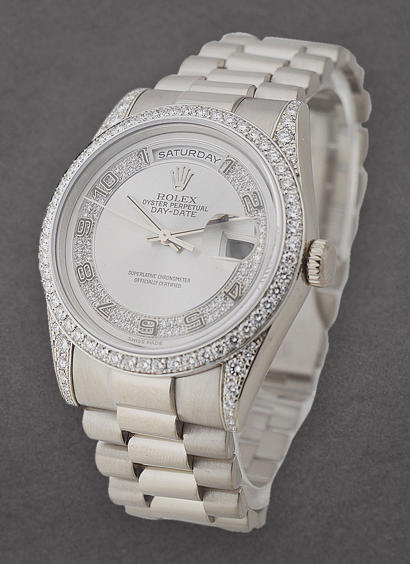 Pre-Owned Rolex Ladies President in Platinum with Diamond Bezel