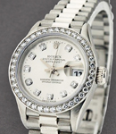 Ladies President in Platinum with Diamond Bezel on Platinum President Bracelet with Silver Diamond Dial