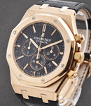 Royal Oak Chronograph 41mm in Rose Gold On Black Alligator Leather Strap with Black Dial