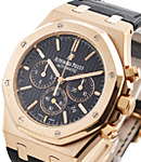 Royal Oak Chronograph 41mm in Rose Gold  On Black Alligator Leather Strap with Black Dial