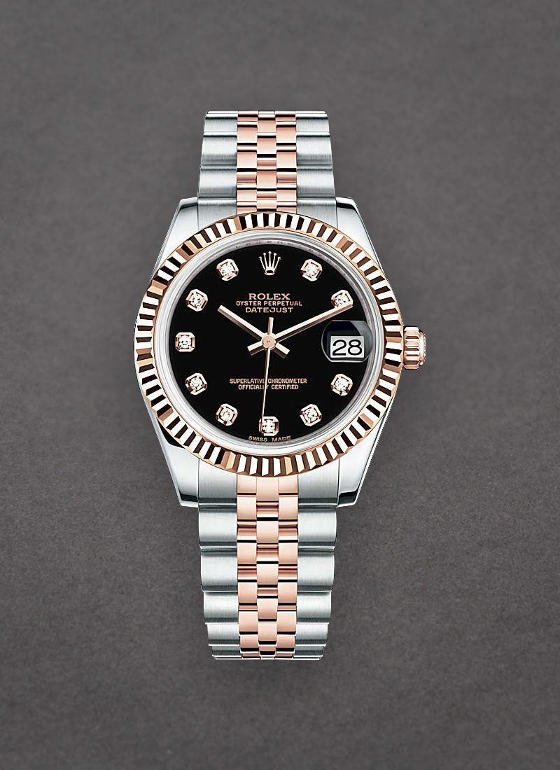 Pre-Owned Rolex Mid Size Datejust - Steel with Rose Gold Fluted Bezel