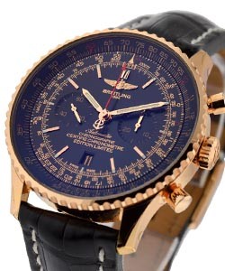 Navitimer Chronograph Limited Edition in Rose Gold on Black Crocodile Leather Strap with Black Dial -  200pcs Made
