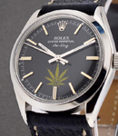 Airking in Steel on Strap with Black Dial with Pot Leaf