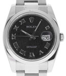 Datejust in Steel with Smooth Bezel on Steel Oyster Bracelet with Black Jubilee Roman Dial