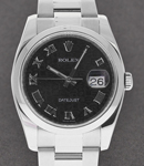 Datejust in Steel with Smooth Bezel on Steel Oyster Bracelet with Black Jubilee Roman Dial