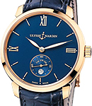 Classico Manufacture Small Second in Rose Gold On Blue Leather Strap with Blue Roman Dial