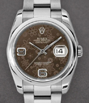 Datejust 36mm in Steel with Domed Bezel on Oyster Bracelet with Bronze Floral Dial