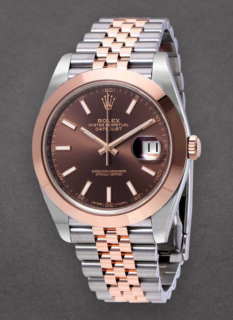 Rolex Unworn Datejust 41mm in Steel with Rose Gold Domed Bezel