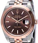 Datejust 41mm in Steel with Rose Gold Domed Bezel on Jubilee Bracelet with Chocolate Index Dial