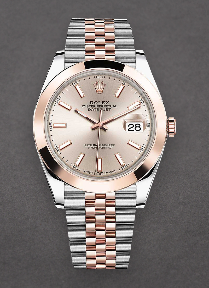 Rolex Unworn Datejust 41mm in Steel with Rose Gold Smooth Bezel