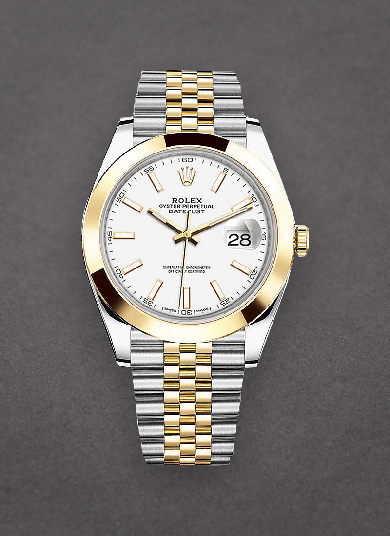 Rolex Unworn Datejust 41mm Automatic in Steel and Yellow Gold with Domed Bezel