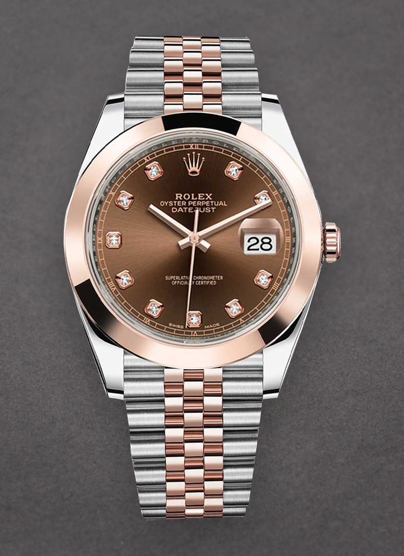 Rolex Unworn Datejust 41mm in Steel with Rose Gold Domed Bezel