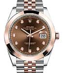 Datejust 41mm in Steel with Rose Gold Domed Bezel on Bracelet with Chocolate Diamond Dial