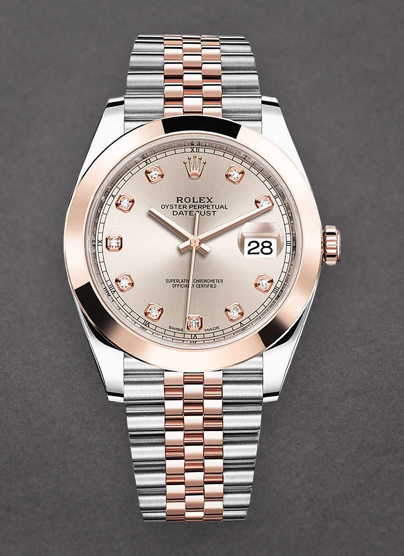 Rolex Unworn Datejust 41mm in Steel with Rose Gold Domed Bezel