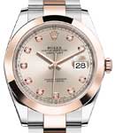 2-Tone Datejust 41mm in Steel with Rose Gold Domed Bezel on Oyster Bracelet with Sundust Diamond Dial