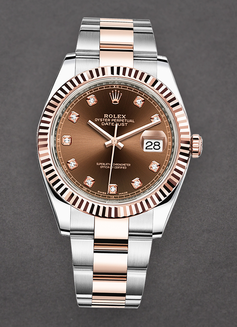 Rolex Unworn Datejust 41mm in Steel with Rose Gold Fluted Bezel