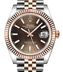 2- Tone Datejust 41mm with Rose Gold Fluted Bezel on Jubilee Bracelet with Chocolate Stick Dial