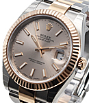 41mm 2-Tone SS and RG Datejust with Fluted Bezel on Oyster Bracelet with Sundust Index Dial