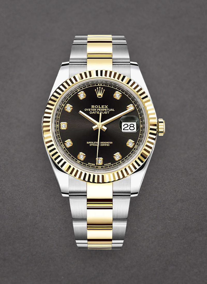 Rolex Unworn Datejust 41mm in Steel with Yellow Gold Fluted Bezel