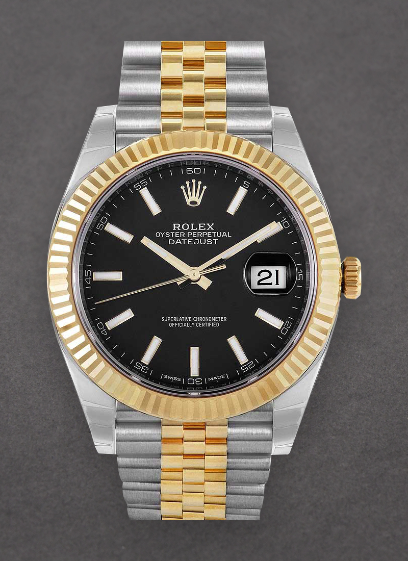 Rolex Unworn Datejust 41mm in Steel with Yellow Gold Fluted Bezel