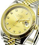 Datejust 41mm in Steel with Yellow Gold Fluted Bezel on Jubilee Bracelet with Champagne Diamond Dial