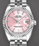Datejust in Steel with Fluted Bezel on Steel Jubilee Bracelet witH Pink ChampStick Dial