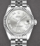 Datejust in Steel with Fluted Bezel on Steel Jubilee Bracelet with Silver Roman Dial