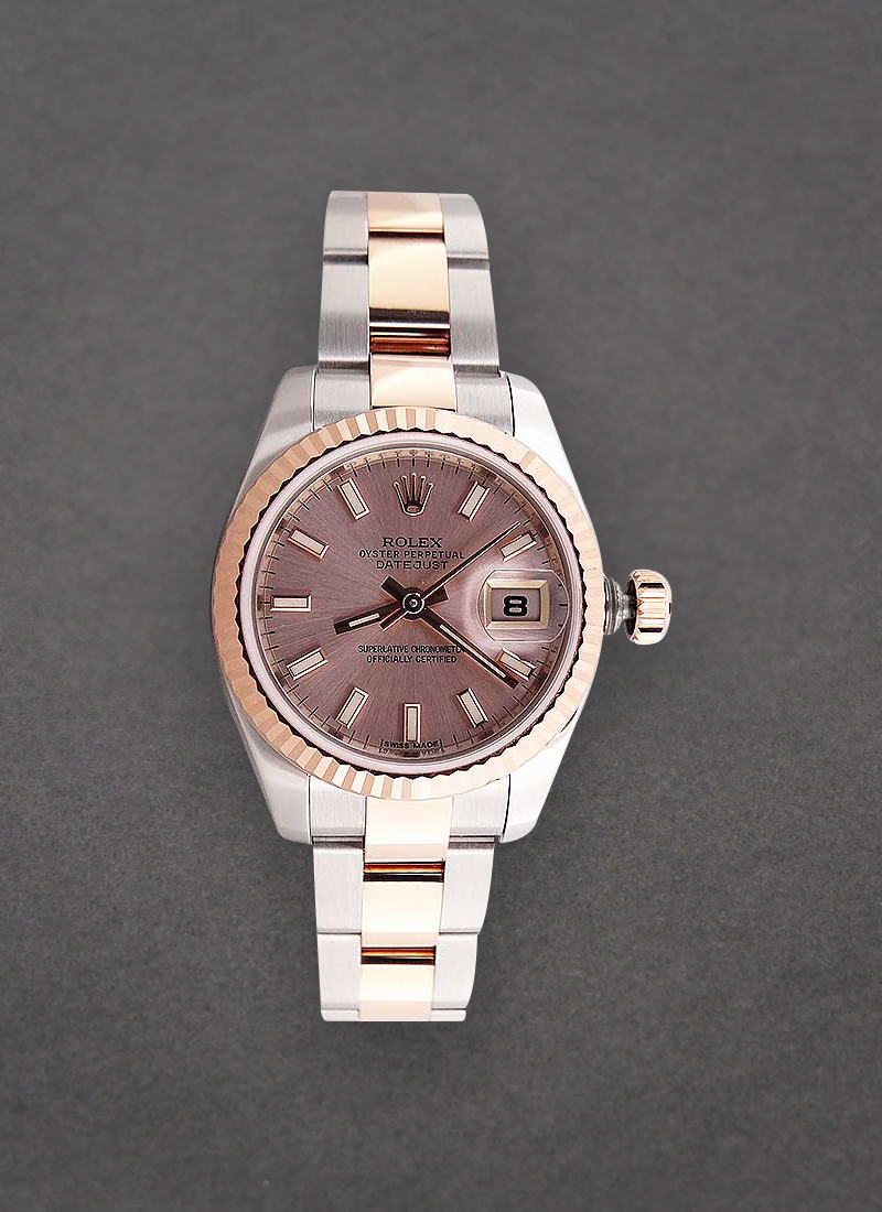 Rolex Unworn Datejust 26mm Ladies in Steel with Rose Gold Fluted Bezel